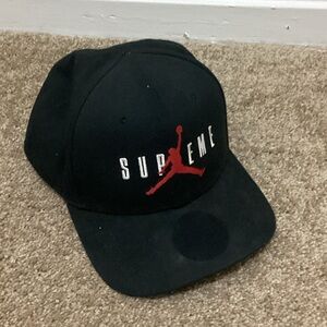 Supreme Black Cap with Red Jumpman and White Lettering